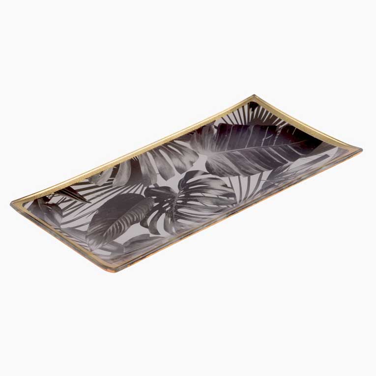 Love Plates - Glasteller "Black leaves" von Gift Company