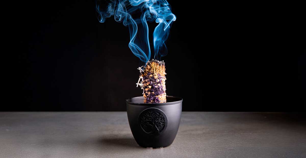 Räucherschale für Kräuterbündel – Smudge Bowl Lebensbaum von Berk, hitzebeständig und elegant, ideal für energetische Reinigung und achtsame Räucherrituale.