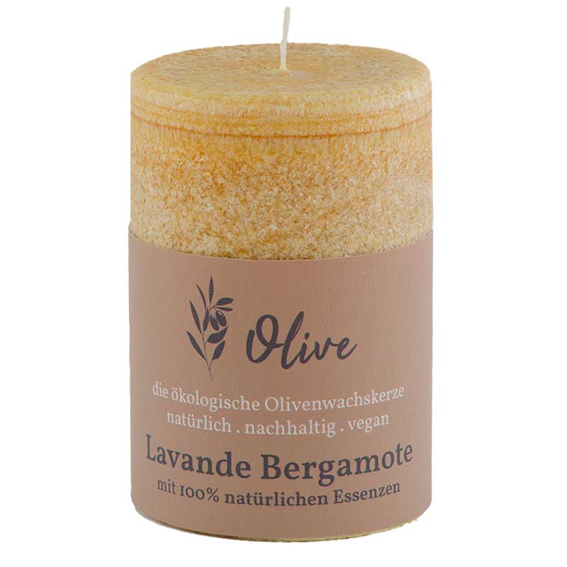Lavendel & Bergamotte / Olivenwachs Duftkerze mit 100% reinen Essenzen - von Schulthess Kerzen
