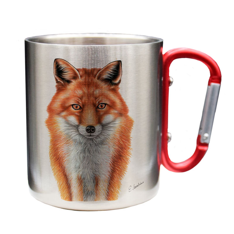 Fuchs / die Edelstahltasse mit Karabinerhaken - von 5 Valleys  