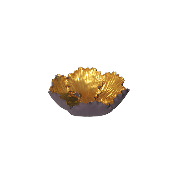 Tulpenschale aus Keramik - Farbe lila - gold