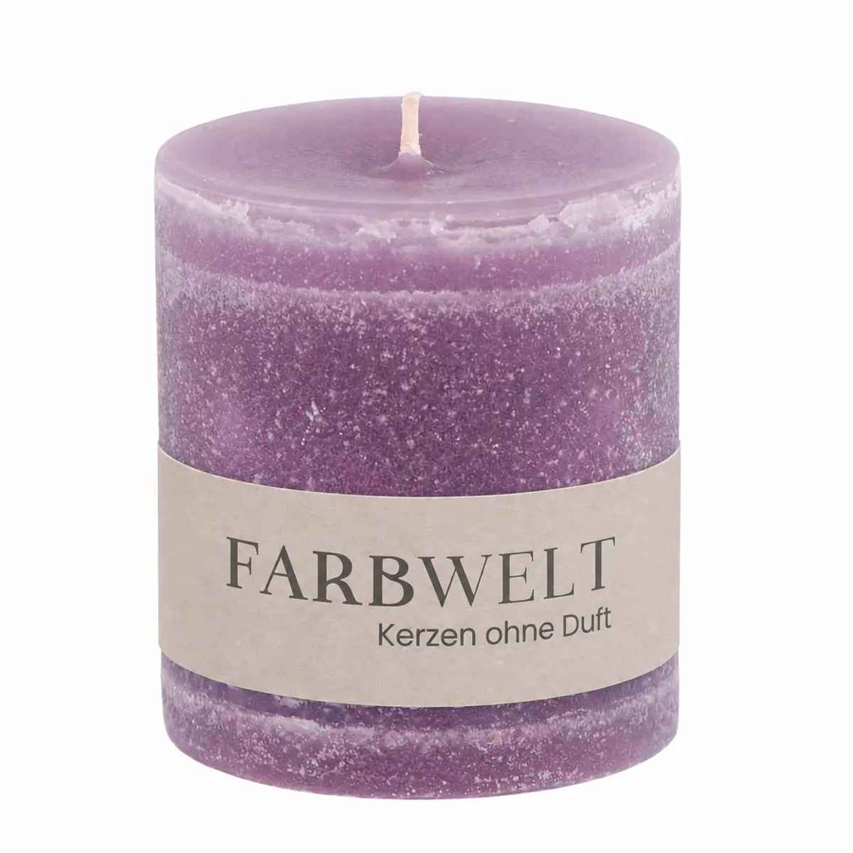 Schulthess Stumpenkerze Daydream Lila ohne Duft mit Banderole