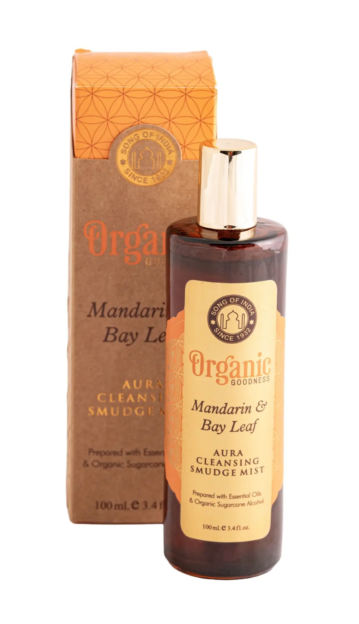 Song of India Mandarin & Bay Leaf Aura Cleansing Smudge Mist mit Verpackung