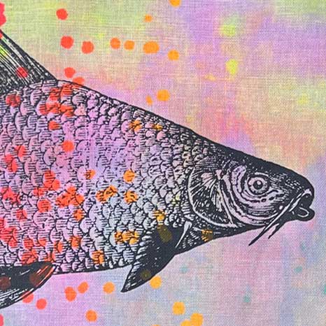 "Fische 2" - Einzelstück – Unique Geschirrtuch von Frohstoff 