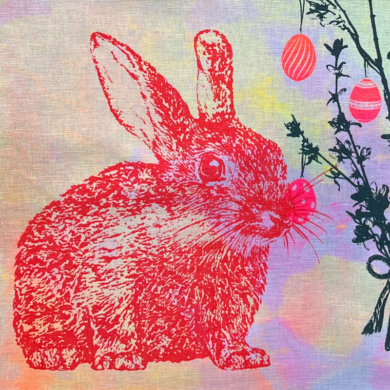  "Hase mit Osterstrauß" - Einzelstück – Unique Geschirrtuch von Frohstoff 