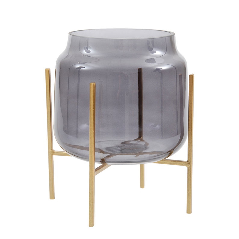 Glasvase Cielo black small auf Metallständer - von Miljögarden