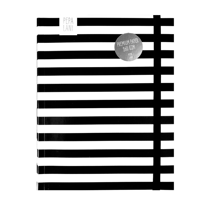 Bullet Journal PRO "Black & White Stripes", Format DIN A5 von Pepa Lani®