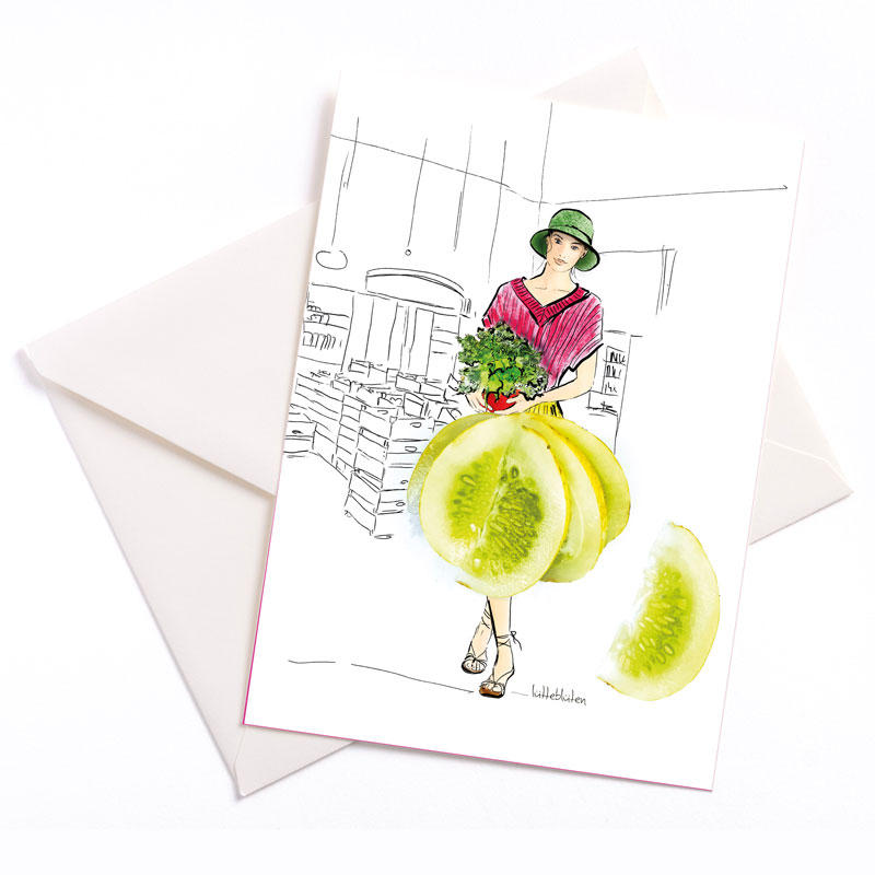 Grußkarte / Kunstkarte "Zitronengurke" von Lütteblüten