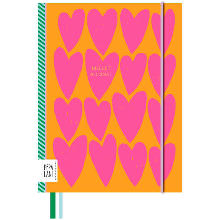 Bullet Journal PRO  "Flower Pink on fancy Hearts", Format DIN A5 von Pepa Lani®