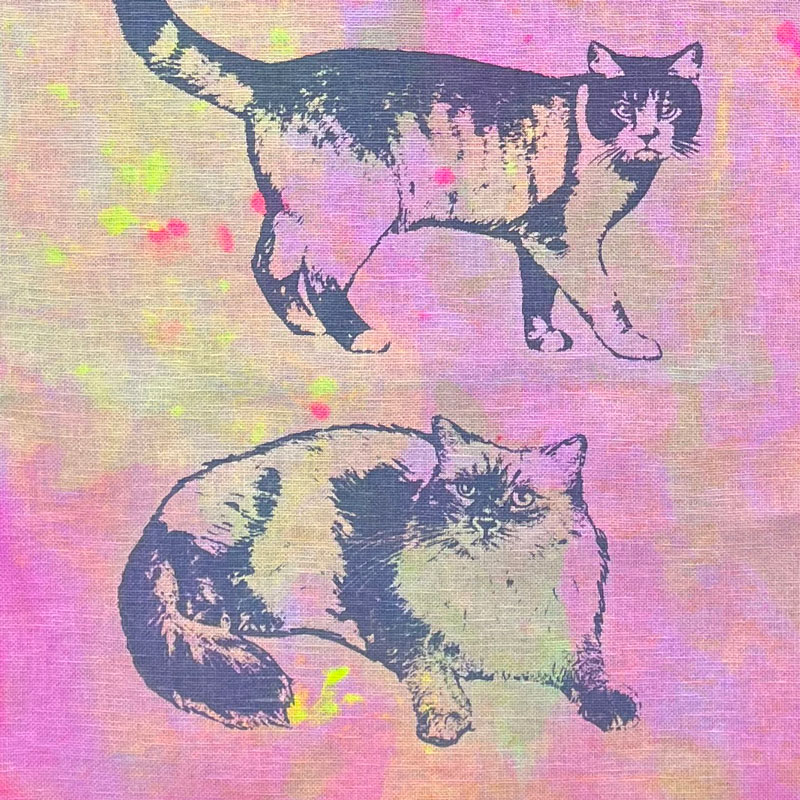  "Cat Family 2" - Einzelstück – Unique Geschirrtuch von Frohstoff 