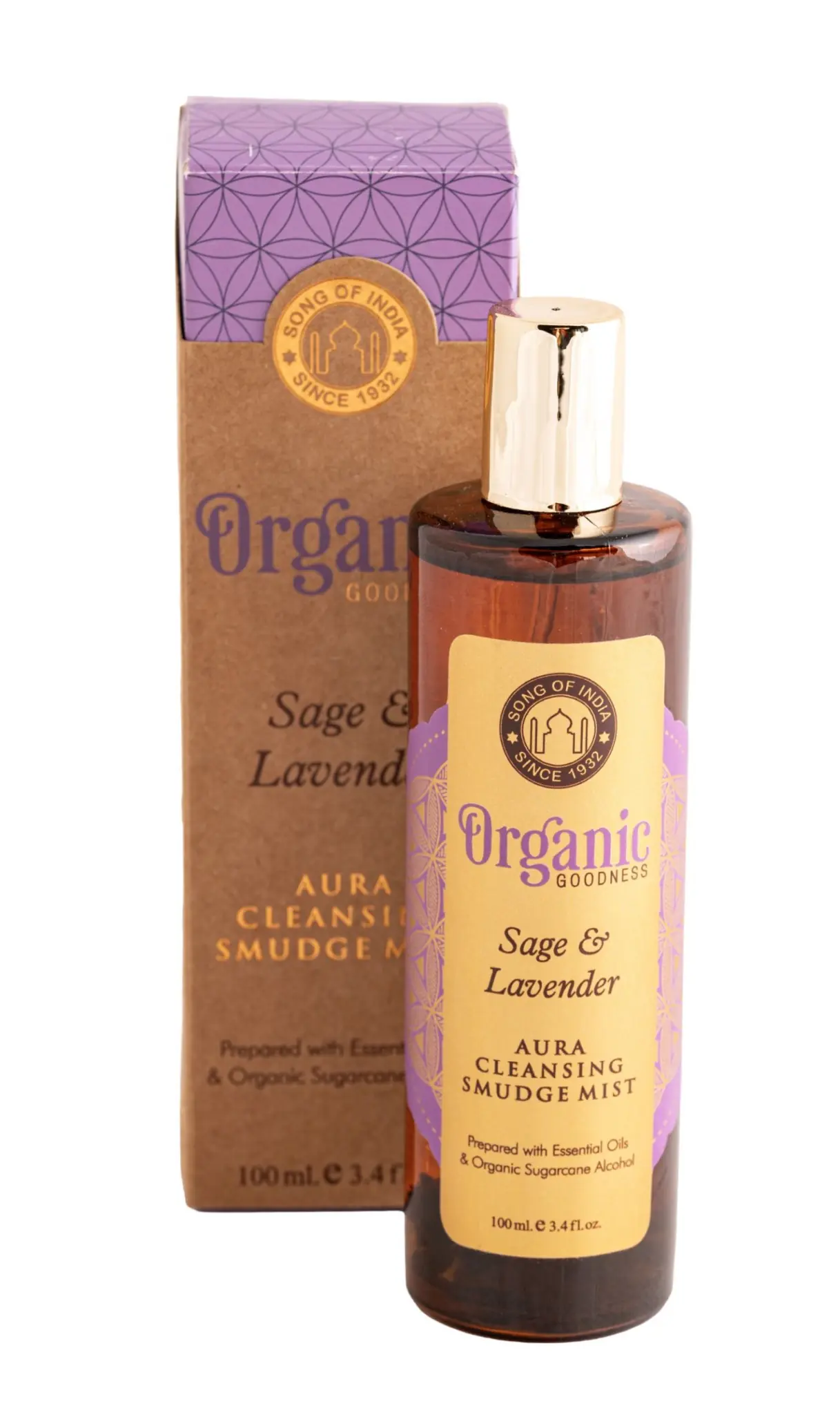Song of India Sage & Lavender Aura Cleansing Smudge Mist mit Verpackung