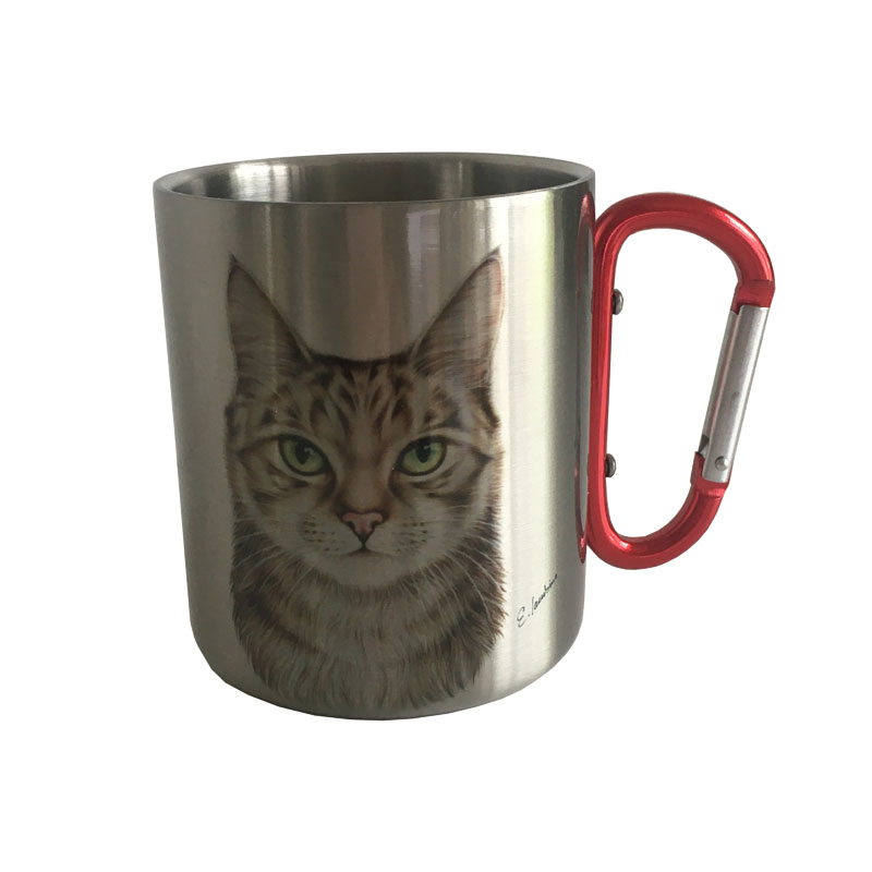 Katze / die Edelstahltasse mit Karabinerhaken - von 5 Valleys  