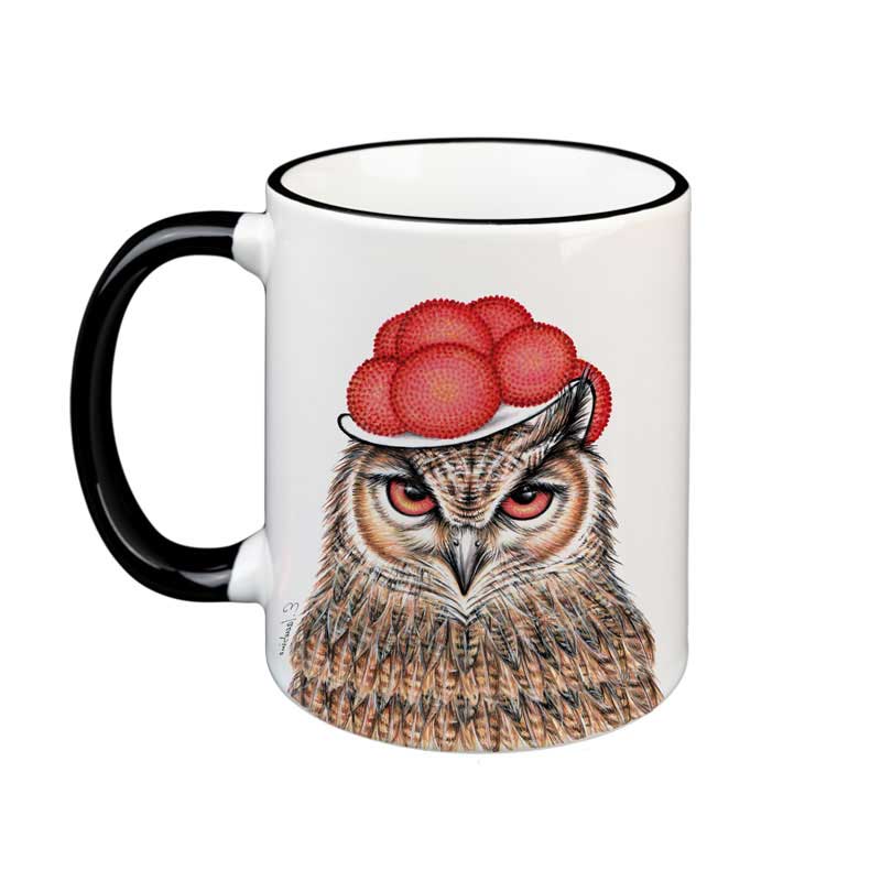 Eule mit Bollenhut - die große Keramiktasse von 5 Valleys Eule mit Bollenhut - die große Keramiktasse von 5 Valleys