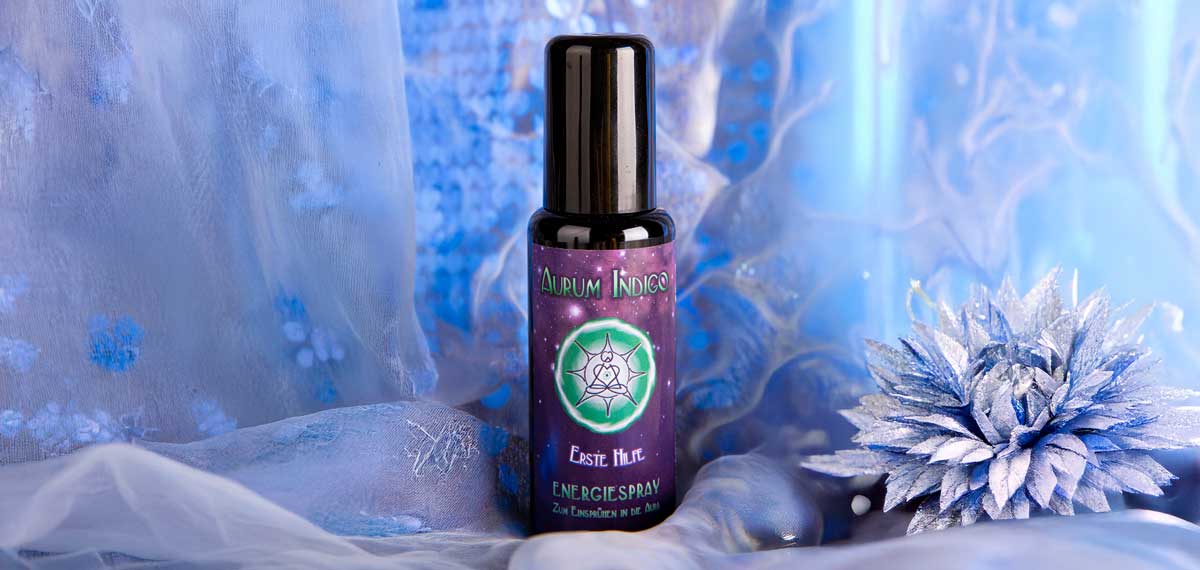 Aurum Indigo Energiespray Erste Hilfe – sofortige energetische Unterstützung bei Stress, Erschöpfung oder emotionaler Belastung, bringt Stabilität, Ruhe und Schutz in die Aura.
