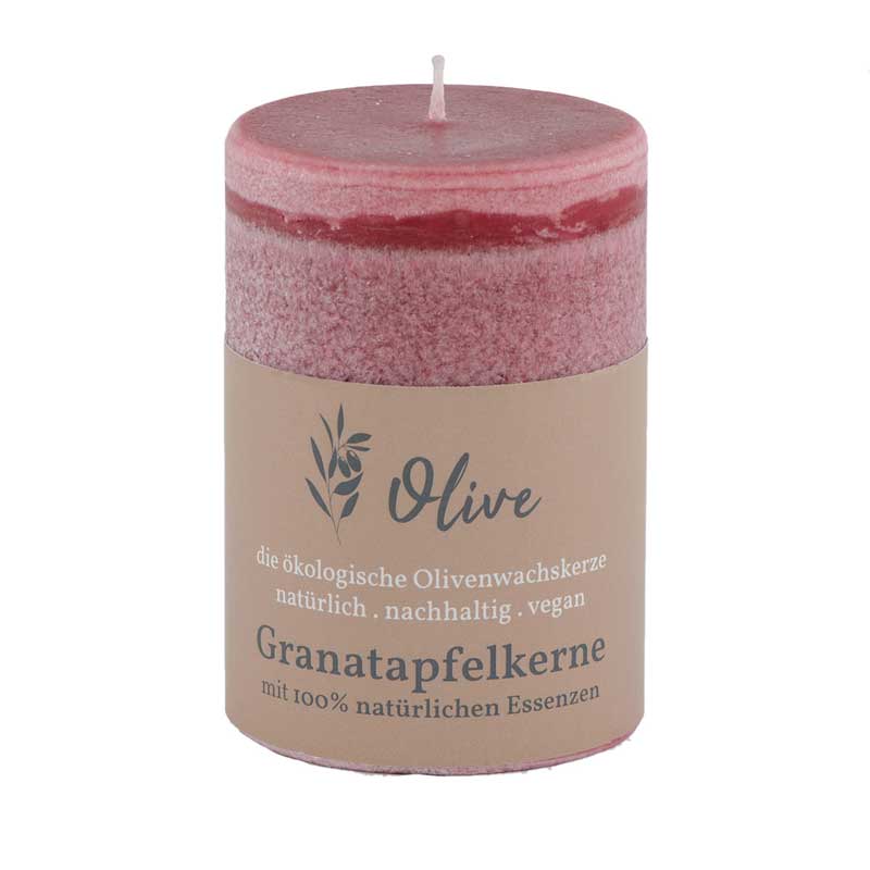 Granatapfelkerne / Olivenwachs Duftkerze mit 100% reinen Essenzen - von Schulthess Kerzen