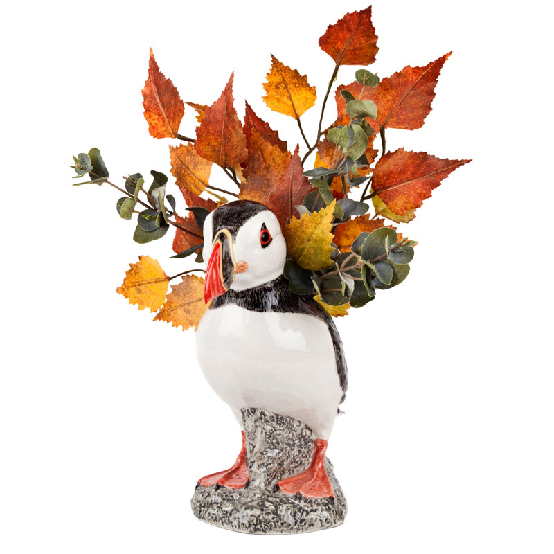 die große Papageitaucher / Puffin Blumenvase von Quail Ceramics