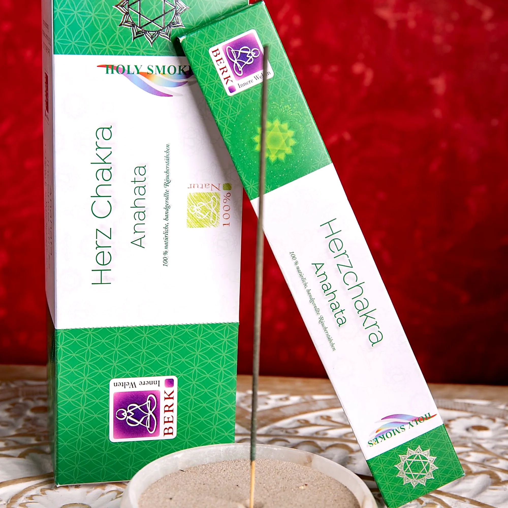 BERK Herzchakra Räucherstäbchen Anahata – 100 % natürliche, handgerollte Räucherstäbchen für Herzchakra, Meditation und innere Harmonie