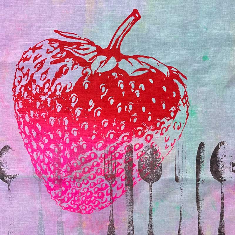 "Strawberry" - Einzelstück – Unique Geschirrtuch von Frohstoff 