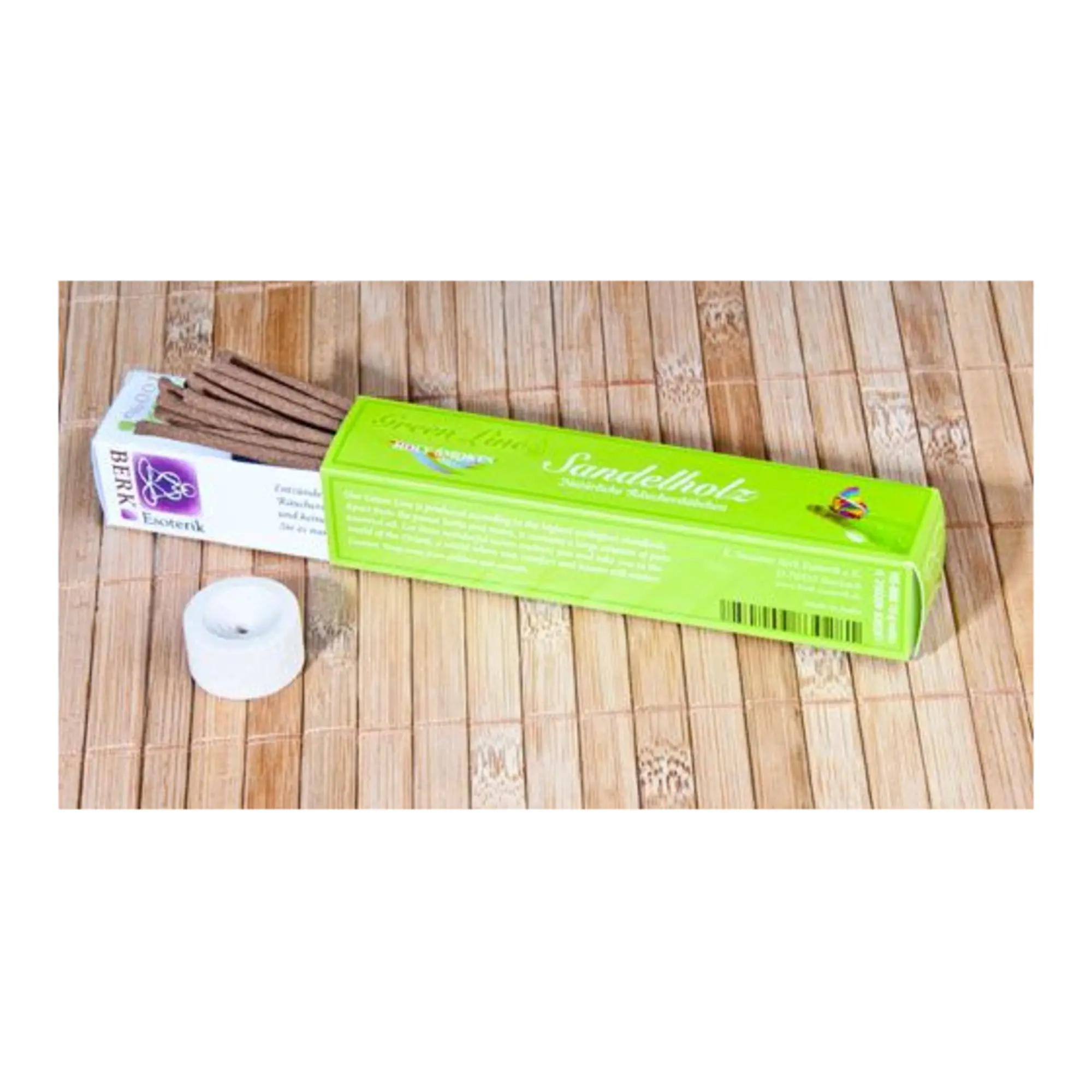 Berk Green Line Sandelholz Räucherstäbchen mit Verpackung, Räucherstäbchen und Keramikhalter