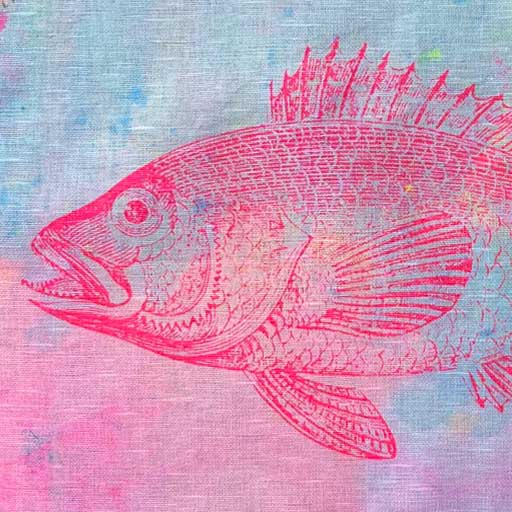 "Fische 1" - Einzelstück – Unique Geschirrtuch von Frohstoff  
