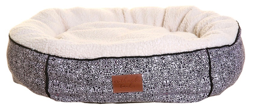 Outback Tails Hundebett Mina Mina – nachhaltiges Designer-Hundebett mit Aboriginal-Motiv. Weich gefüttert, robust & maschinenwaschbar.