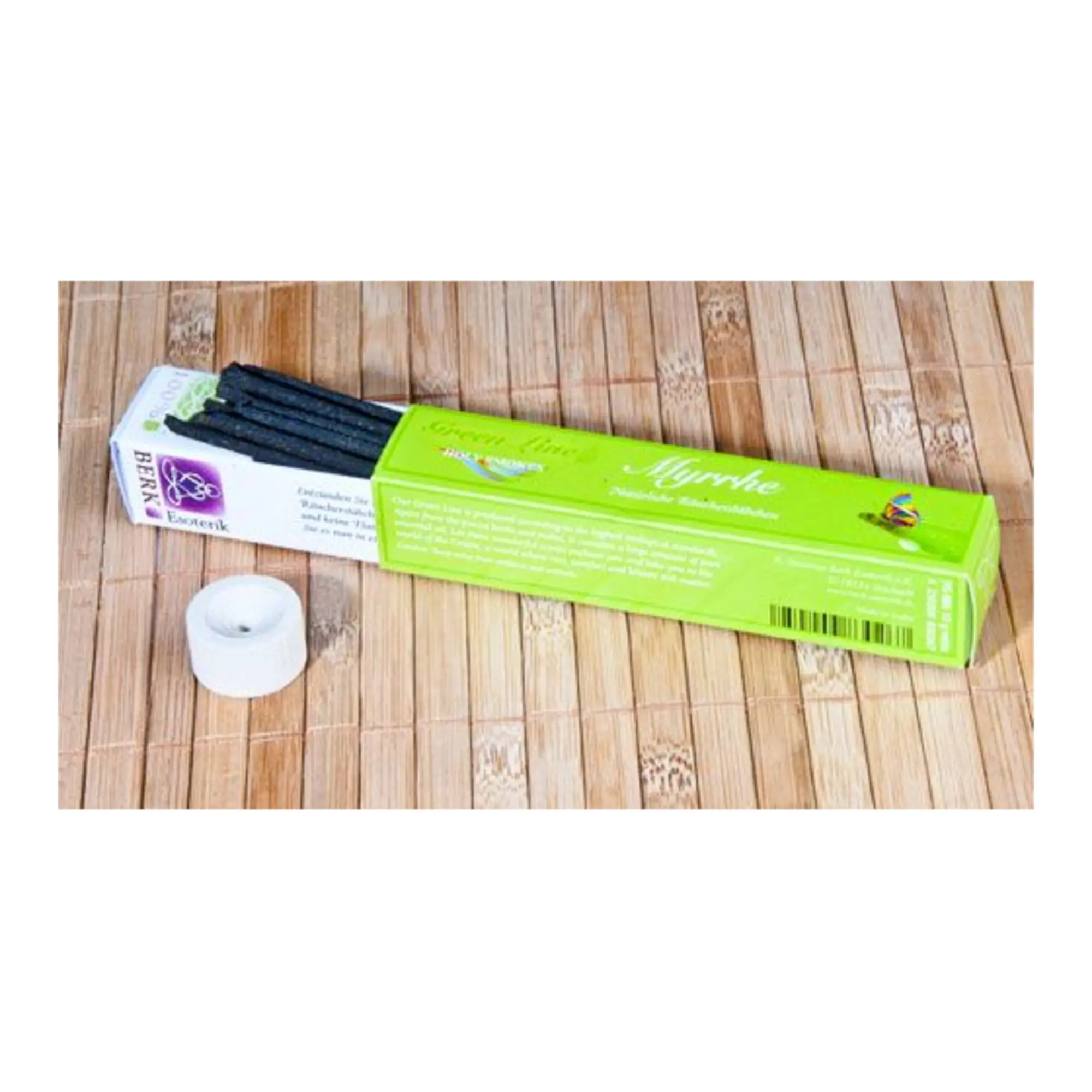 Berk Green Line Myrrhe Räucherstäbchen mit Verpackung, Räucherstäbchen und Keramikhalter