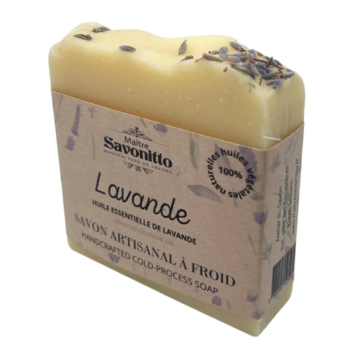 Maitre Savonitto Lavendel-Naturseife 110 g in der Seitenansicht
