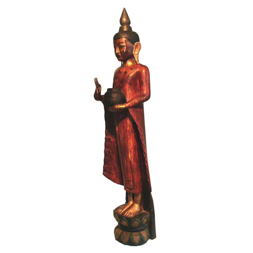 Großer roter Buddha mit Opferschale