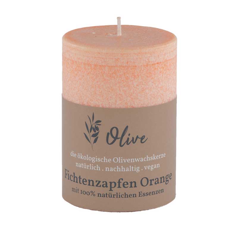 Fichtenzapfen & Orange / Olivenwachs Duftkerze mit 100% reinen Essenzen - von Schulthess Kerzen
