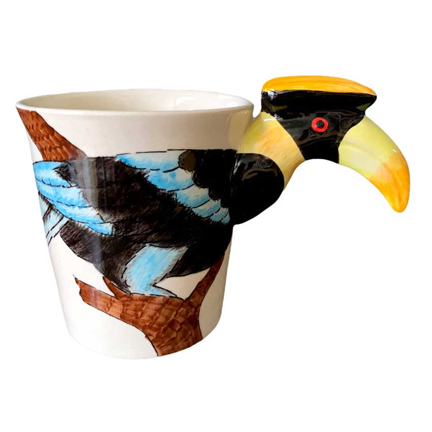 Nashornvogel - Hornbill /  Porzellan - Keramiktasse 