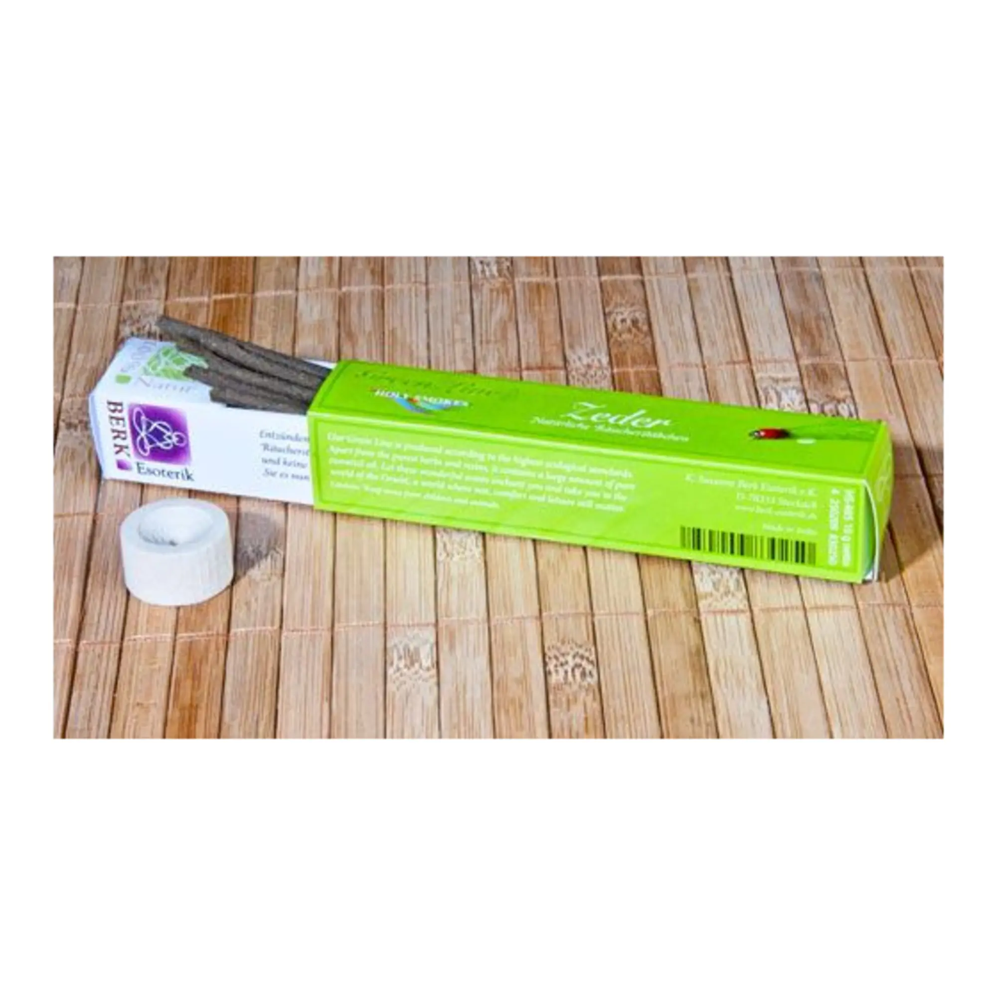Berk Green Line Zeder Räucherstäbchen mit Verpackung, Räucherstäbchen und Keramikhalter