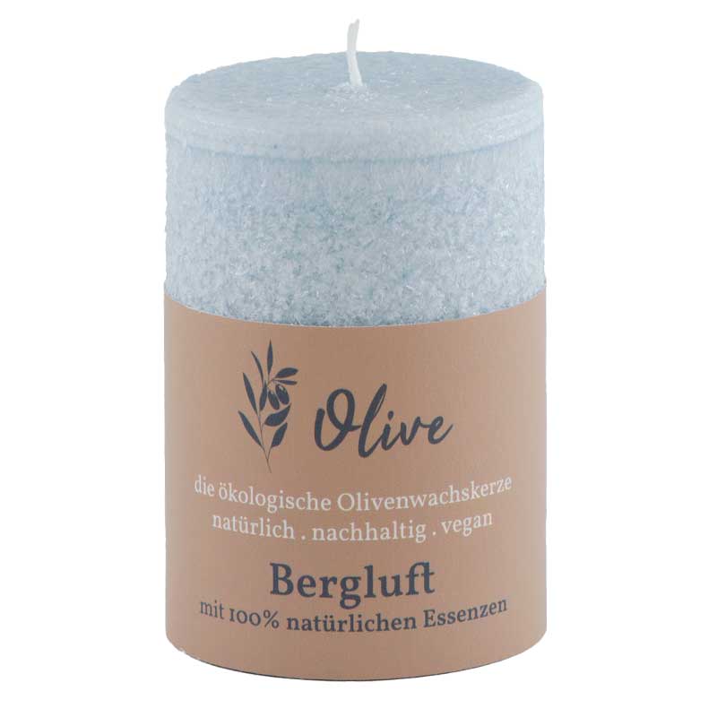 Bergluft / Olivenwachs Duftkerze mit 100% reinen Essenzen - von Schulthess Kerzen