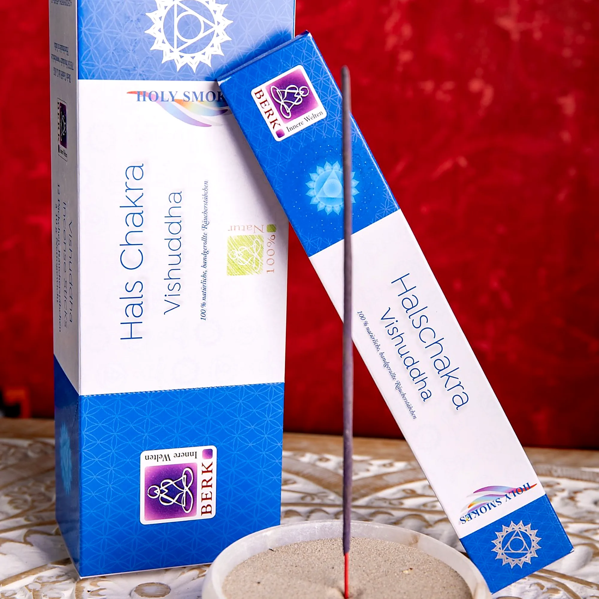 BERK Halschakra Räucherstäbchen Vishuddha – 100 % natürliche, handgerollte Räucherstäbchen für Kommunikation, Ausdruck und innere Klarheit