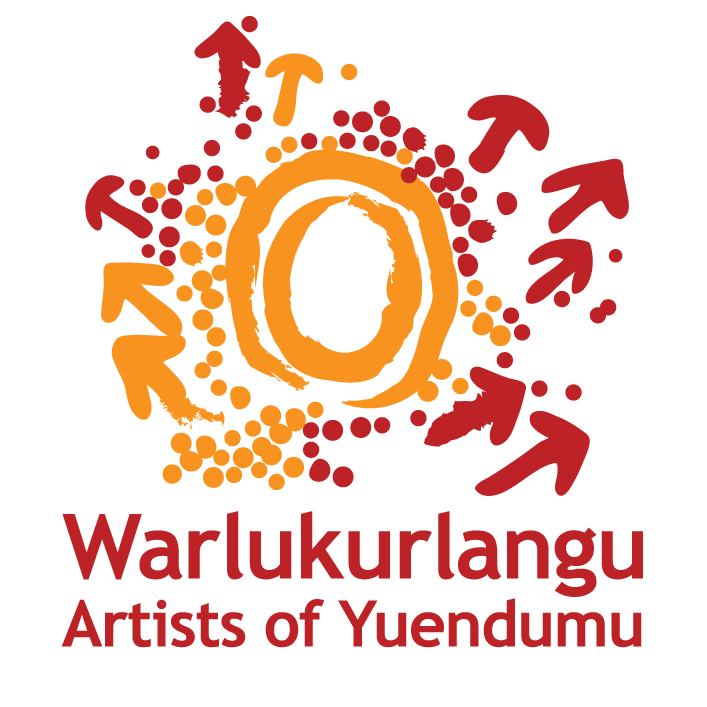 Logo der Warlukurlangu Artists of Yuendumu – australische Aboriginal-Künstlergemeinschaft, bekannt für traditionelle Punktmalerei und kulturell bedeutende Kunstwerke.