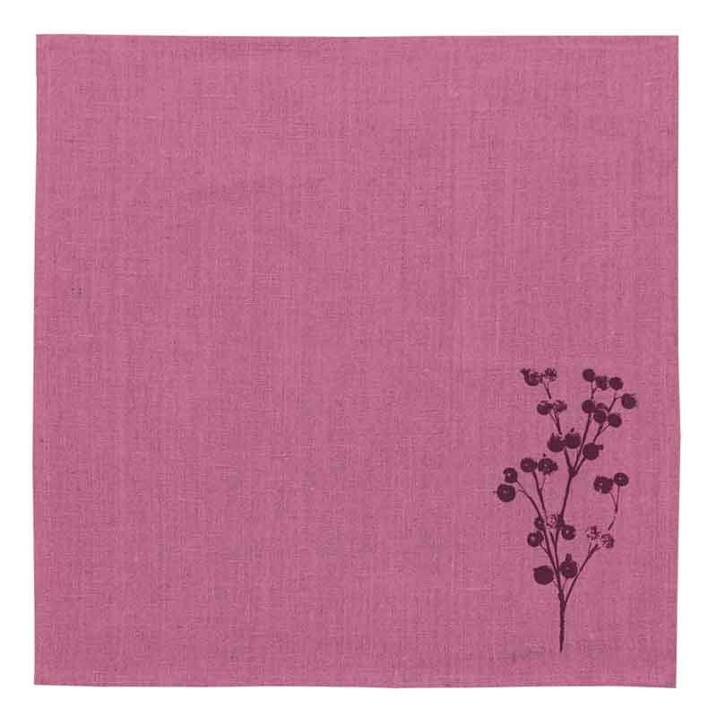 "Beerenzweig - Farbe Erika " - Serviette aus Leinen - von Frohstoff