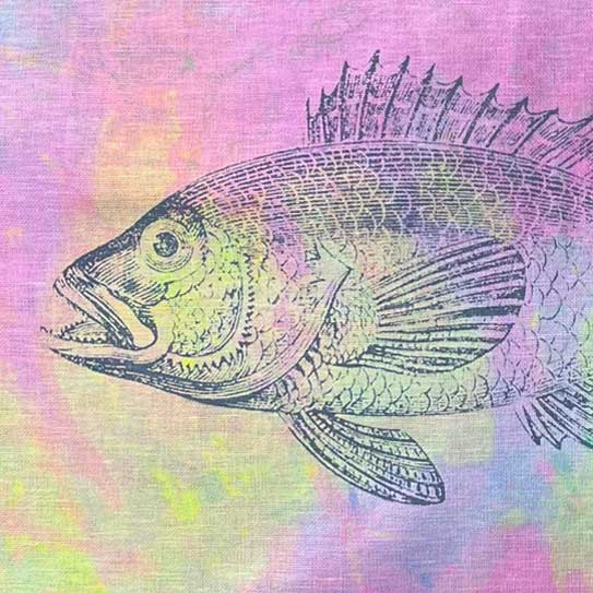 "Fische lila" - Einzelstück – Unique Geschirrtuch von Frohstoff 