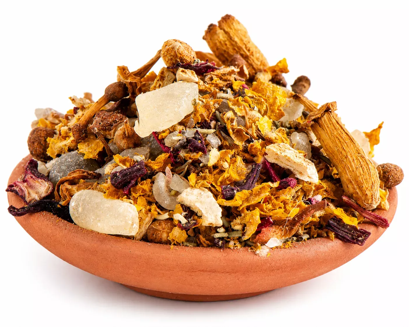BERK Räuchermischung Anti Depression im Tonschälchen mit Kräutern, Harzen und Blüten
