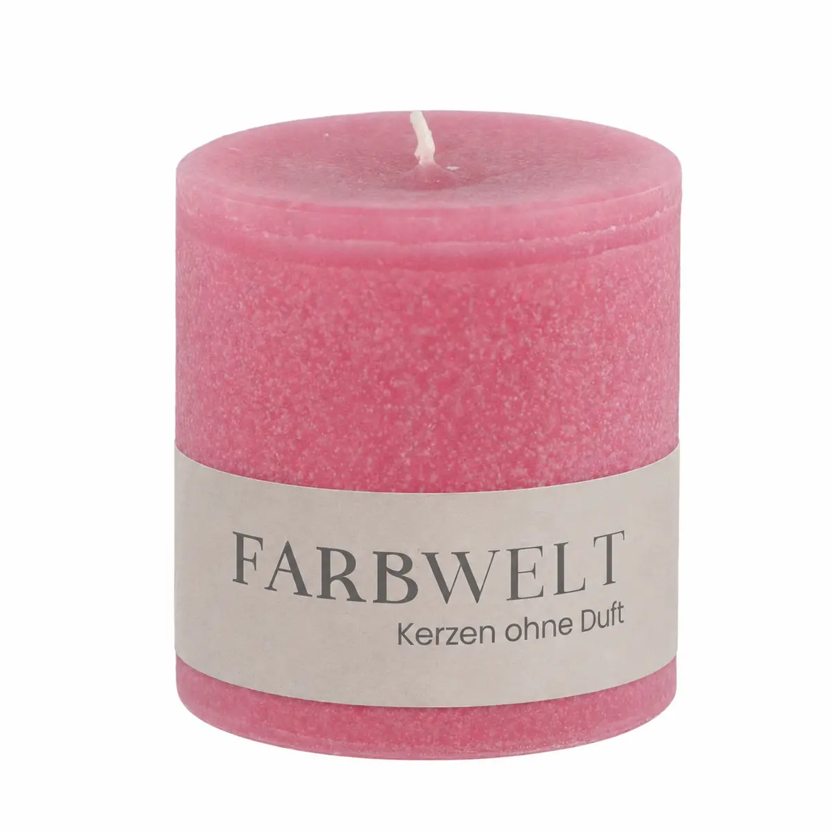 Schulthess Stumpenkerze Sweet Rose ohne Duft mit FarbwELT-Banderole