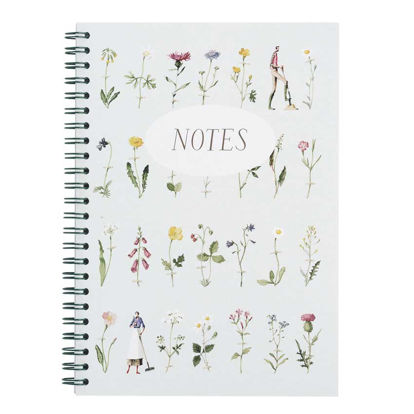 Notizbuch Wiro von Laura Stoddart – liebevoll illustriertes Spiral-Notebook mit zarten Blumenmotiven und feinen Figuren, elegantes Design für Notizen, Skizzen und Gedanken