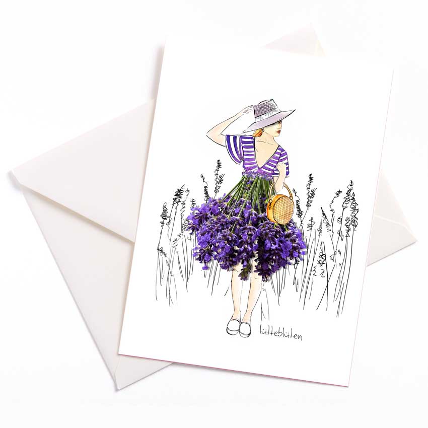 Grußkarte / Kunstkarte "Ich liebe die Provence" von Lütteblüten