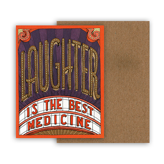 Wunschkarte "LAUGHTER IS THE BEST MEDICINE" von Hester & Cook