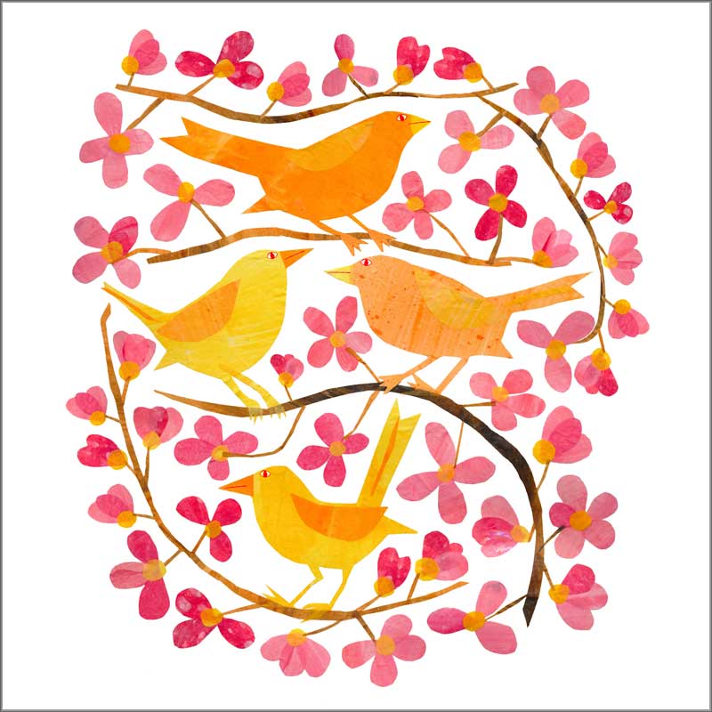  "Cherry Blossoms and Birds", große Papierservietten von PPD 