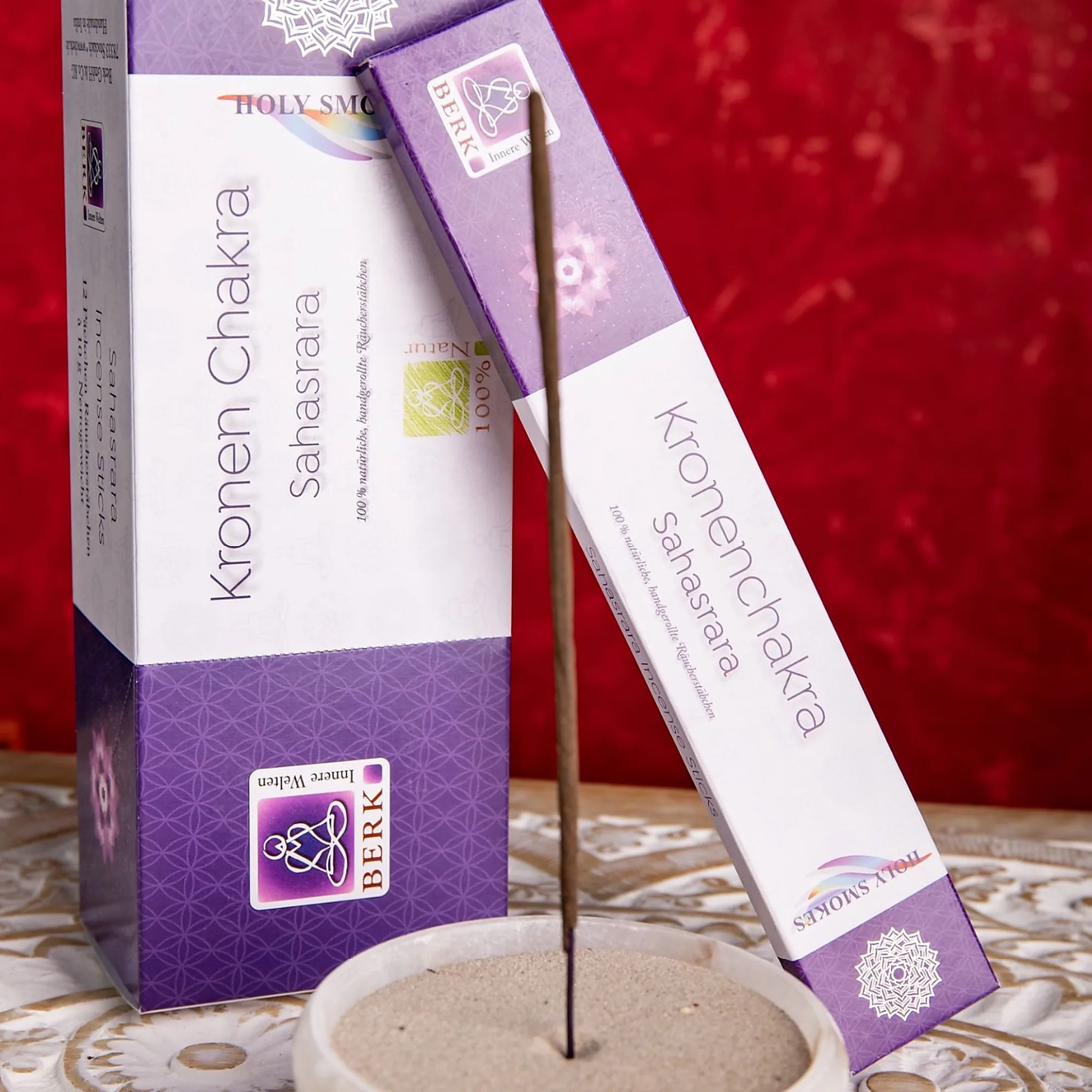 BERK Kronenchakra Räucherstäbchen Sahasrara – natürliche Räucherstäbchen mit Dammar, Styrax und Rose für Bewusstsein, Gelassenheit und spirituelle Verbundenheit