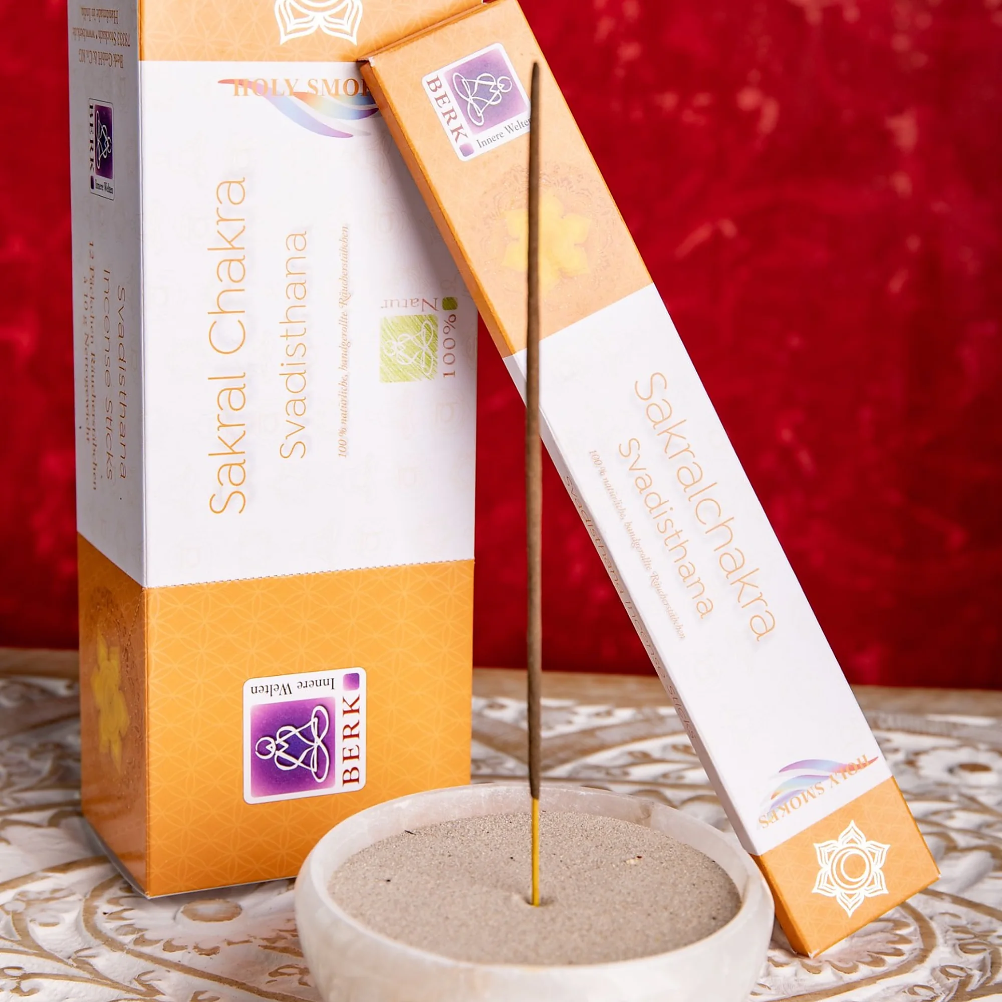 BERK Sakralchakra Räucherstäbchen Svadhisthana – natürliche Räucherstäbchen mit Myrrhe, Styrax und Zitronenmelisse für Lebensfreude, Kreativität und innere Balance