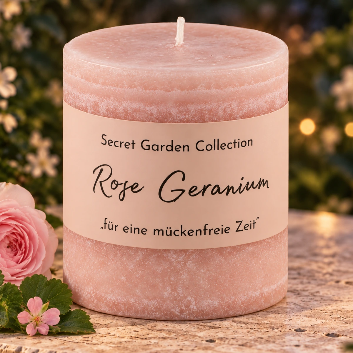 Schulthess Secret Garden Duftkerze Rose Geranium in romantischem Gartenambiente