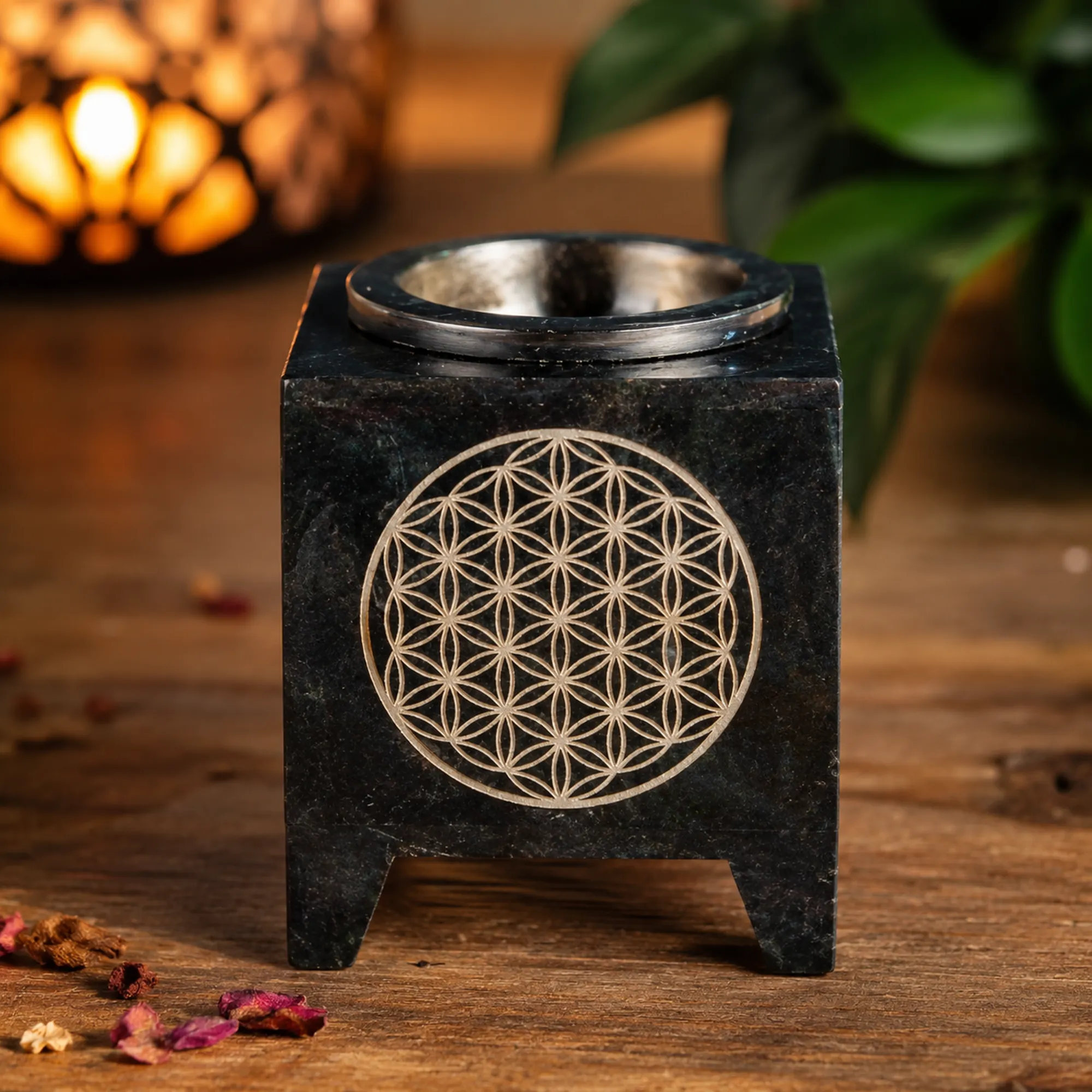 Aromalampe Blume des Lebens Schwarz von Berk