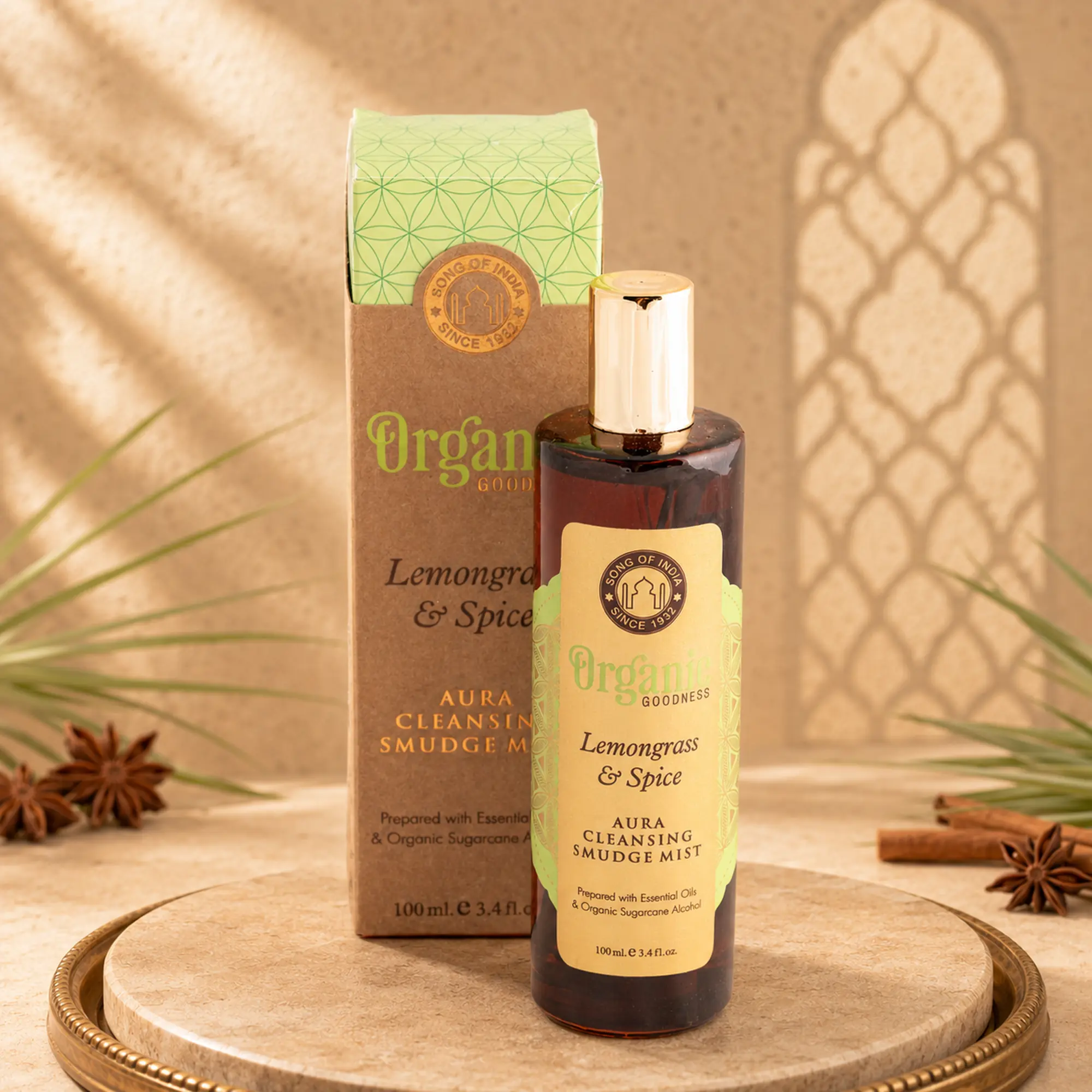 Song of India Lemongrass & Spice Aura Cleansing Smudge Mist mit Zitronengras und Gewürzen