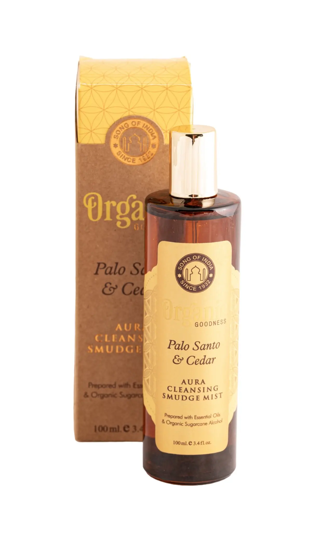 Song of India Palo Santo & Cedar Aura Cleansing Smudge Mist mit Verpackung