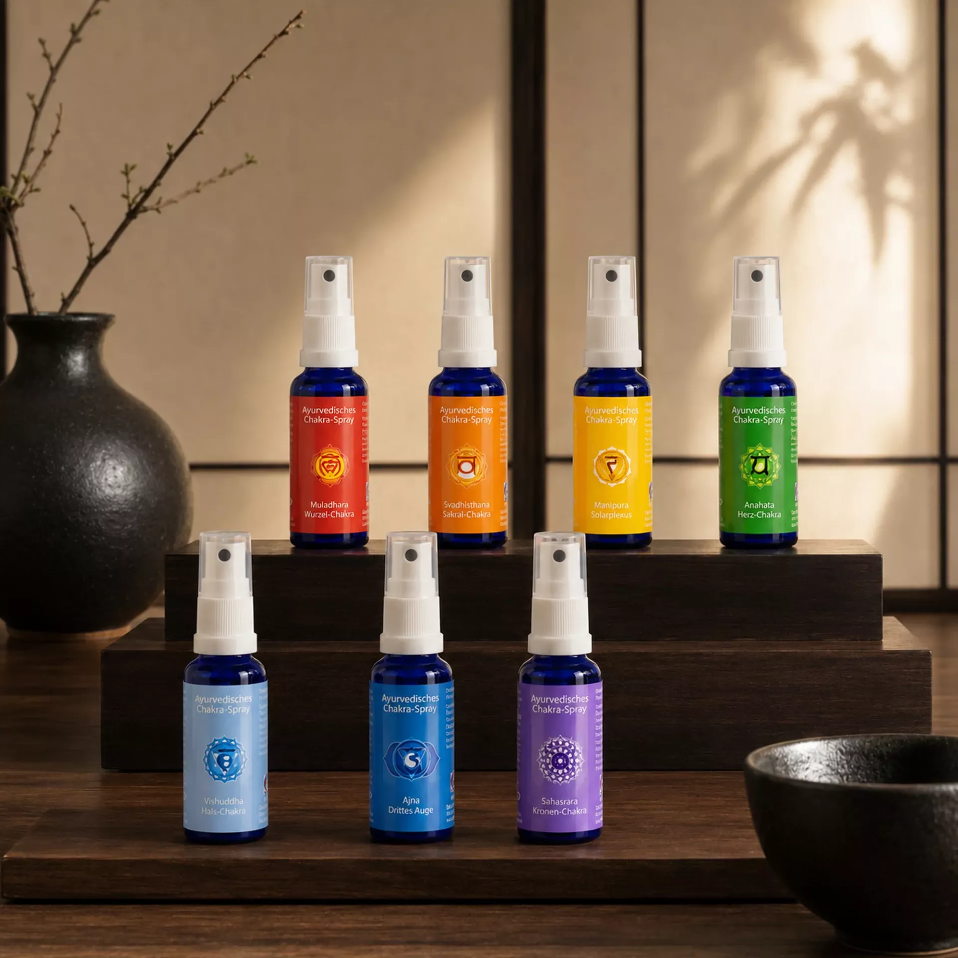 Ayurvedische Chakra Sprays von Berk – sieben Sprays für die sieben Chakren