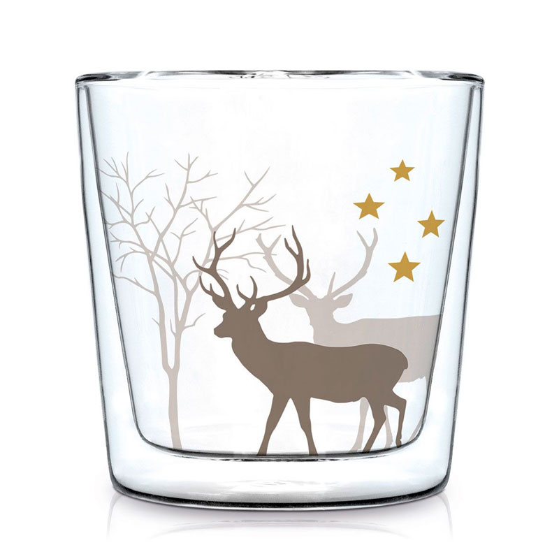 Winter Deers white- Double wall Trend Glas von PPD 